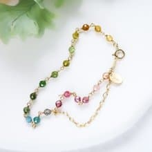 鑽石切面閃閃電氣石 碧璽手鍊 彩虹漸層 14K