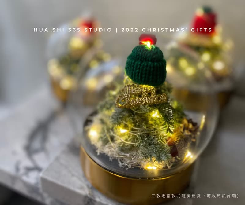 快速出貨! 聖誕禮盒 交換禮物 不凋雪松 雪白耶誕樹玻璃球 (夜燈