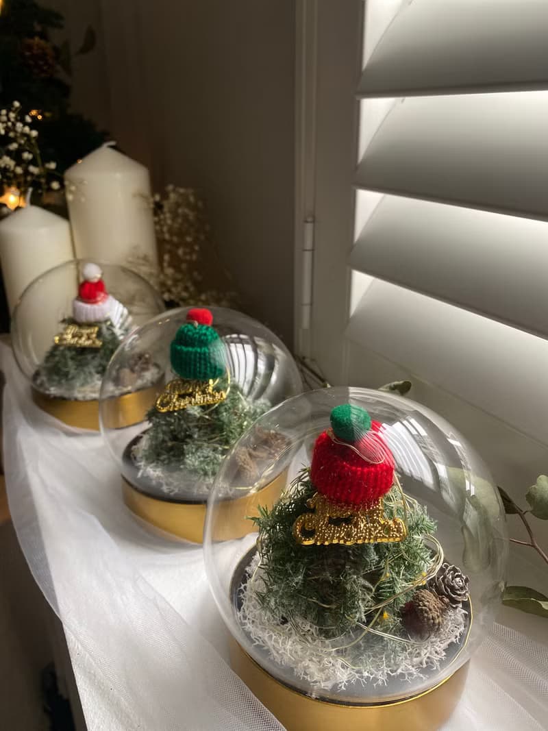 快速出貨! 聖誕禮盒 交換禮物 不凋雪松 雪白耶誕樹玻璃球 (夜燈