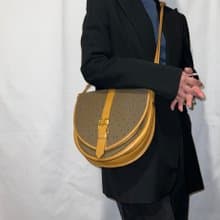 YSL啡色皮革斜揹包肩背袋 可調節肩帶 多個口袋 日本中古Vintage
