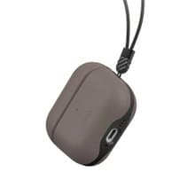 AirPods 4代 Lyden Ds 耐刮皮革收納保護套 附掛繩- 灰色