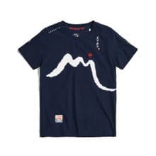 江戶勝 日系 女裝 書法富士短袖T恤(丈青色) #上衣