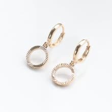 14K 圓簍空刻紋墜耳扣耳環 (內徑 8 mm) 洗澡免摘 碰水流汗不褪色