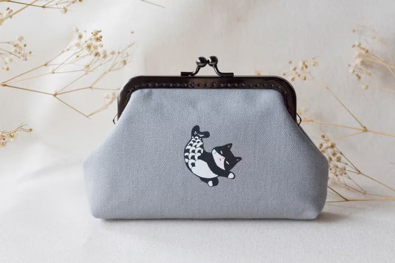 小睡貓魚口金包/化妝包/錢包(賓士貓魚)_手工