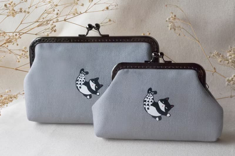 小睡貓魚口金包/化妝包/錢包(賓士貓魚)_手工