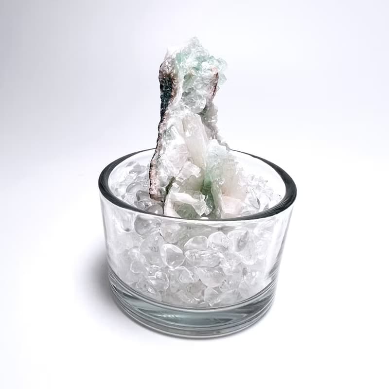 嫩綠。 擺件 精品 一圖一物 療癒 水晶盆栽 組合I 魚眼石 沸石 I