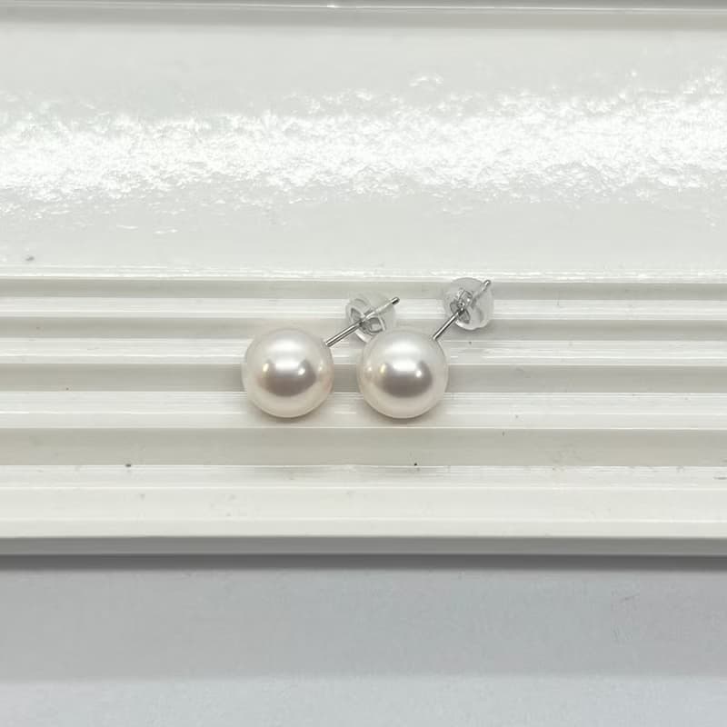 单粒珍珠耳钉 7-7.5/7.5-8/8.5/8.5-9铂金 K18YG K10YG K10PG