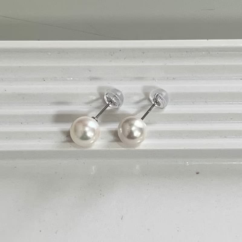 单粒珍珠耳钉 7-7.5/7.5-8/8.5/8.5-9铂金 K18YG K10YG K10PG