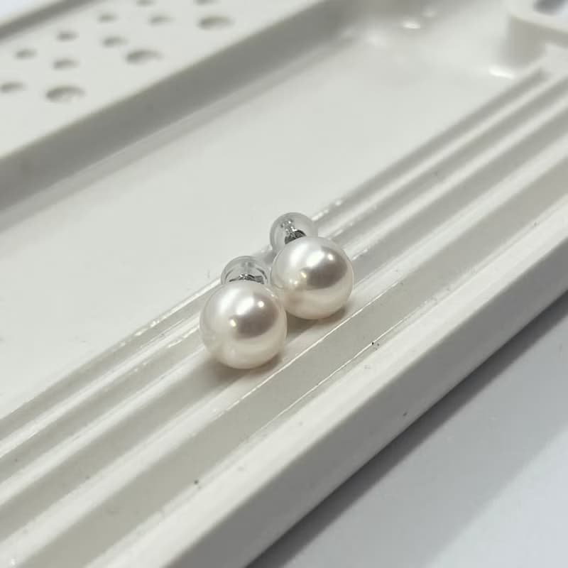 单粒珍珠耳钉 7-7.5/7.5-8/8.5/8.5-9铂金 K18YG K10YG K10PG