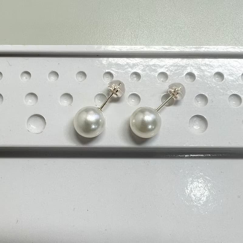 单粒珍珠耳钉 7-7.5/7.5-8/8.5/8.5-9铂金 K18YG K10YG K10PG