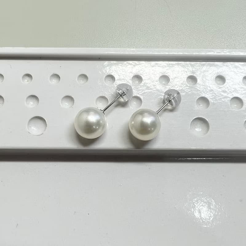 单粒珍珠耳钉 7-7.5/7.5-8/8.5/8.5-9铂金 K18YG K10YG K10PG