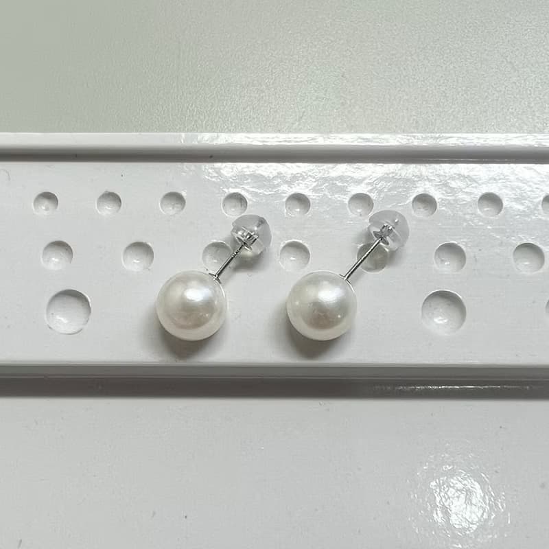 单粒珍珠耳钉 7-7.5/7.5-8/8.5/8.5-9铂金 K18YG K10YG K10PG