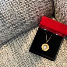 Celine 18K金環形珍珠吊墜中古頸鏈項鏈 原裝盒 情人節禮物