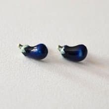瓷器耳環  茄子耳針一對