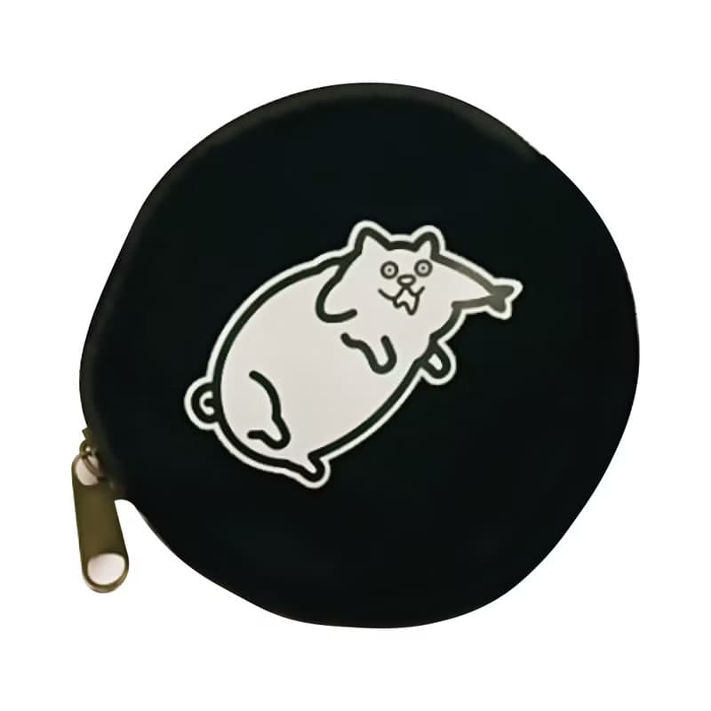 【買2送1】口水貓 圓形零錢包 黑色 釣魚俱樂部