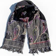 喀什米爾Cashmere/水煮羊毛披肩/針織圍巾/刺繡圍巾/羊絨披巾-花