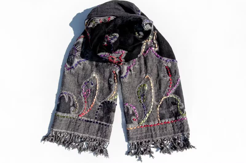 喀什米爾Cashmere/水煮羊毛披肩/針織圍巾/刺繡圍巾/羊絨披巾-花