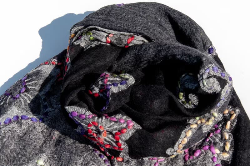 喀什米爾Cashmere/水煮羊毛披肩/針織圍巾/刺繡圍巾/羊絨披巾-花