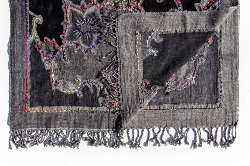 喀什米爾Cashmere/水煮羊毛披肩/針織圍巾/刺繡圍巾/羊絨披巾-花