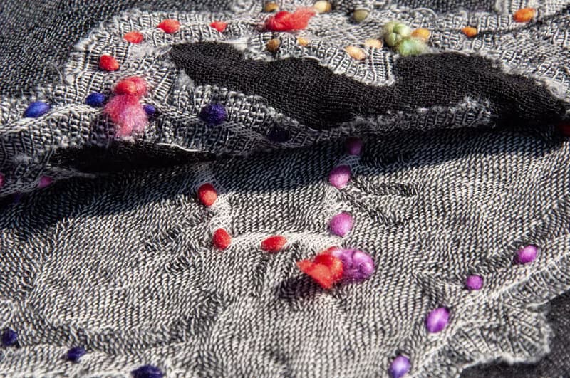 喀什米爾Cashmere/水煮羊毛披肩/針織圍巾/刺繡圍巾/羊絨披巾-花