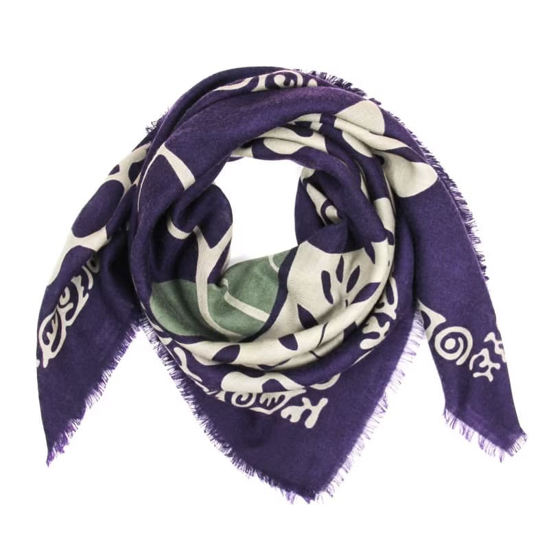 Carré Laine Monstera Prune羊毛方形圍巾