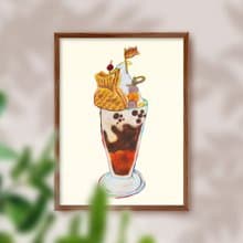 【大人の暑休日 】日式甜點簡約手繪甜點插畫/裝飾掛畫/禮物提案