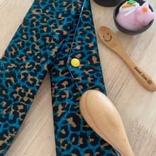 文青風環保純棉筷袋 神秘豹紋 質感湖水藍  日本 潮物 收納 手作