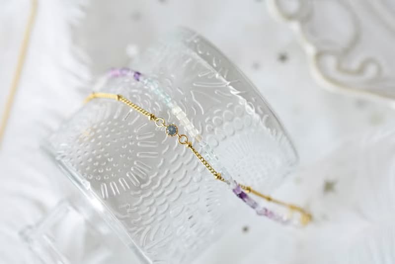 掛念。彩螢石 雙層手鍊 14K包金 天然石水晶 手鍊