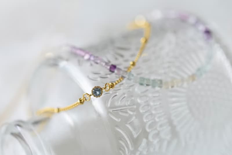 掛念。彩螢石 雙層手鍊 14K包金 天然石水晶 手鍊