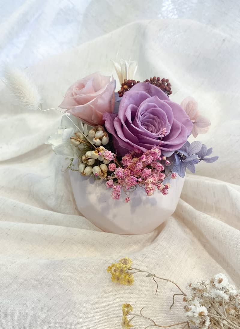 永生玫瑰盆花  永生玫瑰桌花 開幕 生日 交換禮物 居家擺飾