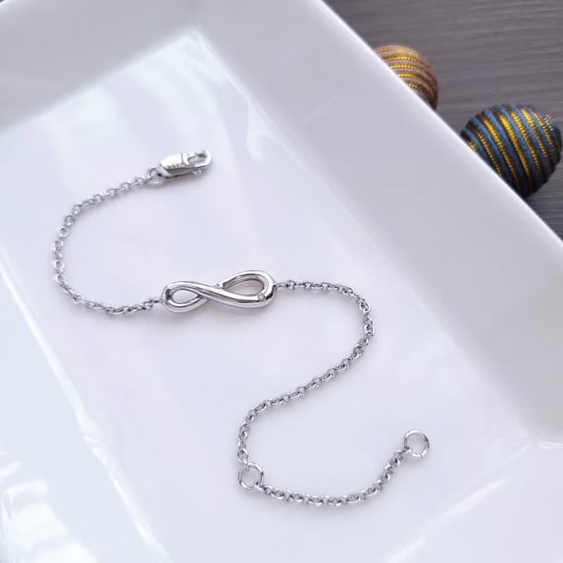 【絕版出清品】愛無限大(單鑽款)。925銀 無限符號鑲鑽手鍊