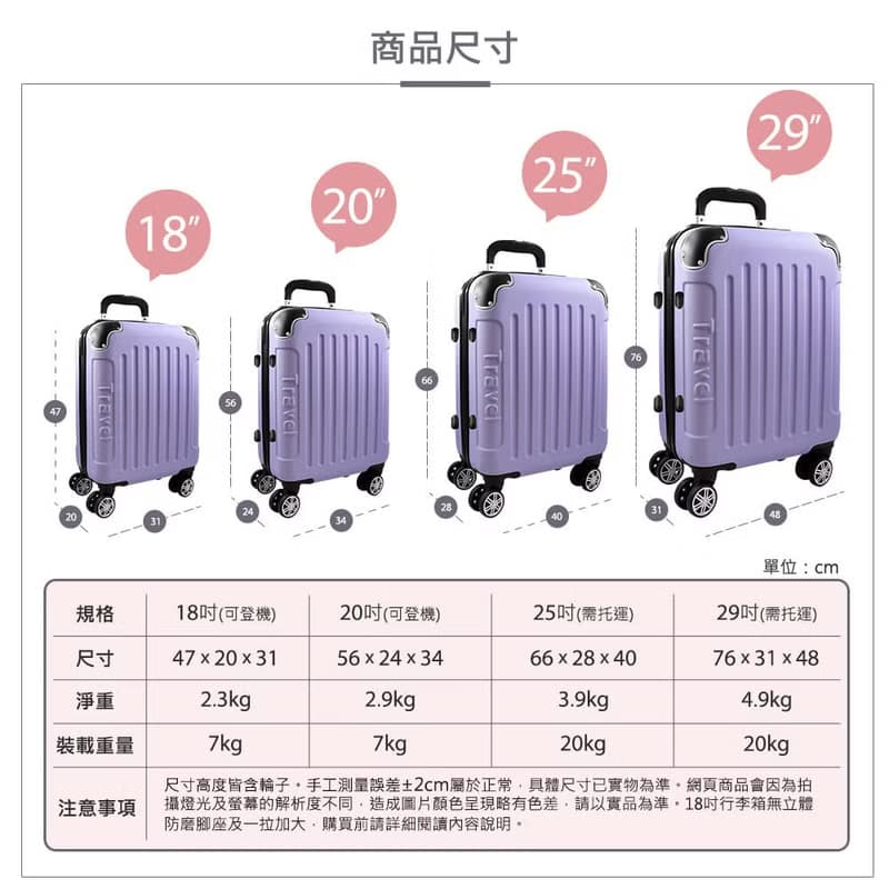 輕奢漫遊 超輕量18吋登機箱 超輕量 旅行箱 拉鍊箱 現貨