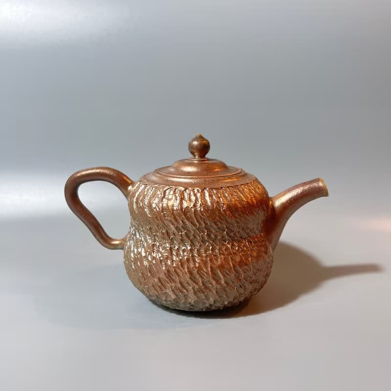 柴燒金屬光澤金彩風化肌理茶壺 / 容量200cc