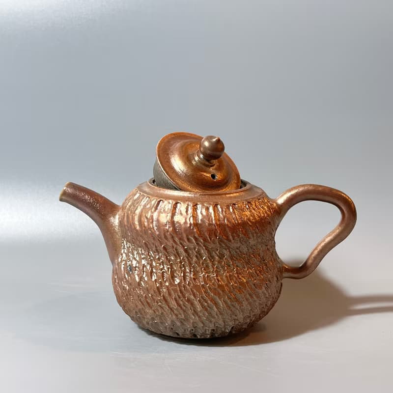 柴燒金屬光澤金彩風化肌理茶壺 / 容量200cc