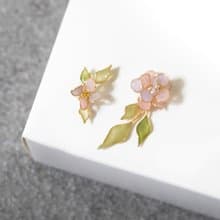 耳針x耳夾水晶花_拾花(粉紫)_光點飾品