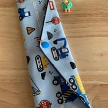 文青風環保純棉筷袋 工程班車車 可愛藍 日本 潮物 收纳 手作餐具