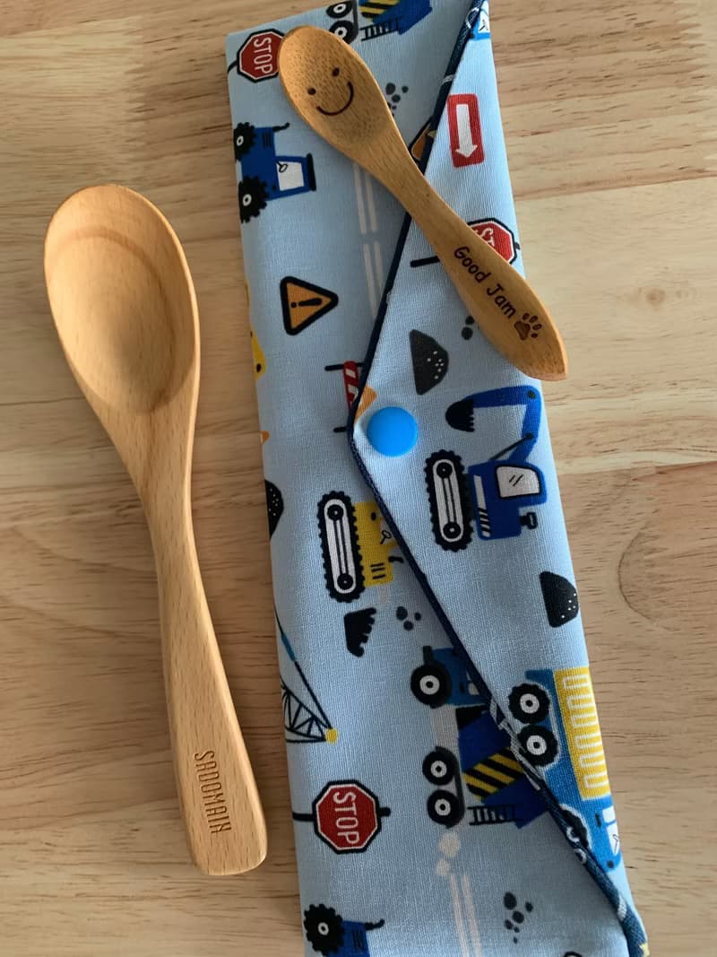 文青風環保純棉筷袋 工程班車車 可愛藍 日本 潮物 收纳 手作餐具