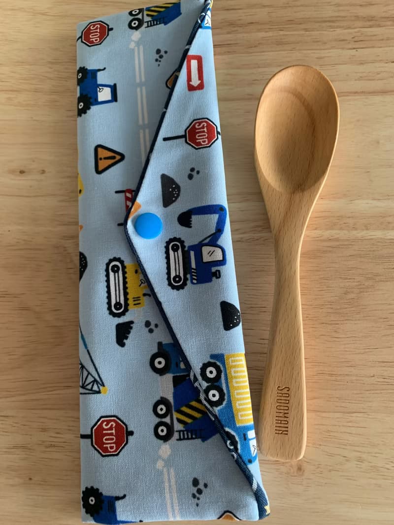 文青風環保純棉筷袋 工程班車車 可愛藍 日本 潮物 收纳 手作餐具