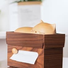 喵有型可愛貓咪紙巾盒實木擺件抽紙巾盒客廳餐廳創意聖誕新年禮物