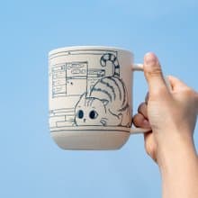Cute Cat Coffee Mug Leisurely Cat 17oz Handmade Cat Mug Pottery Mug Cat Mug Gift