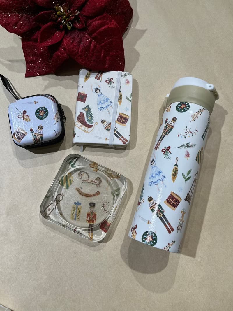 聖誕交換禮物 保溫瓶 日記本 收納盒 杯墊燭台 蝶古巴特 紙藝拼貼