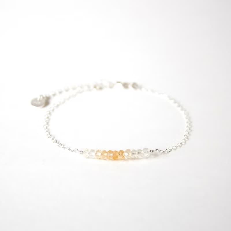 簡約漸變色黃水晶配925銀手鏈 // 十一月份生日石