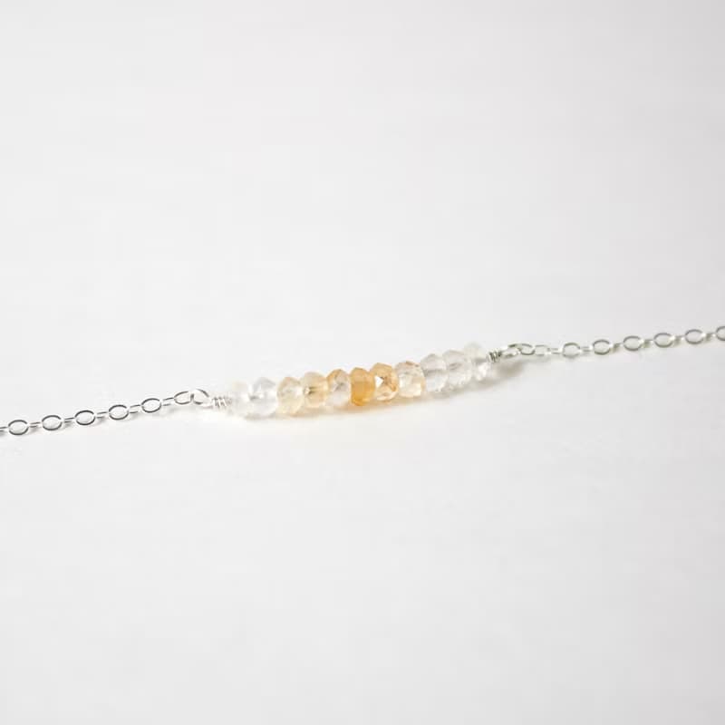 簡約漸變色黃水晶配925銀手鏈 // 十一月份生日石