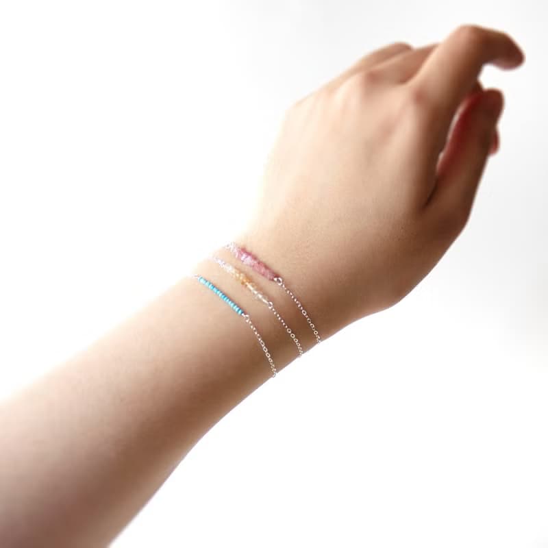 簡約漸變色黃水晶配925銀手鏈 // 十一月份生日石