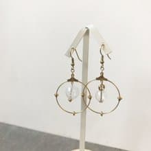 異國泡泡_黃銅耳環_透明條紋(可改夾)