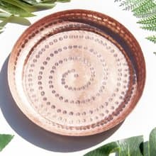 紅銅盤/復古手工銅飾品盤/手工紅銅盤/置物盤/露營餐具-敲打點點