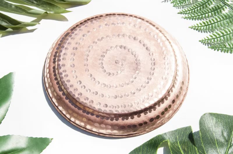 紅銅盤/復古手工銅飾品盤/手工紅銅盤/置物盤/露營餐具-敲打點點