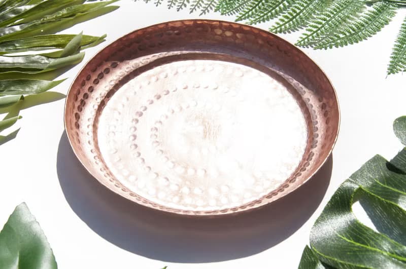 紅銅盤/復古手工銅飾品盤/手工紅銅盤/置物盤/露營餐具-敲打點點