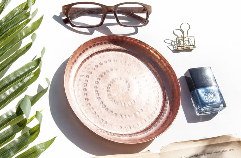 紅銅盤/復古手工銅飾品盤/手工紅銅盤/置物盤/露營餐具-敲打點點