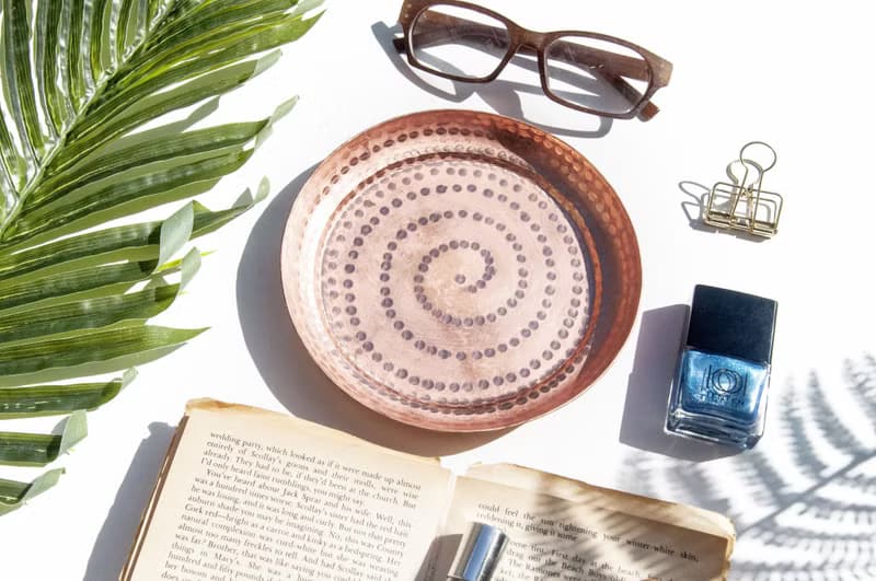 紅銅盤/復古手工銅飾品盤/手工紅銅盤/置物盤/露營餐具-敲打點點